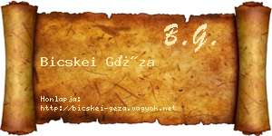 Bicskei Géza névjegykártya